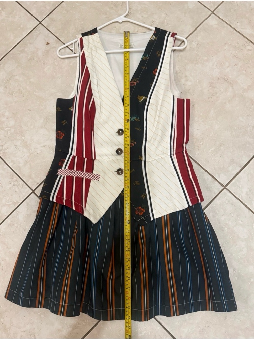 Anthropologie Striped Colorblock Midi Dress in Navy, White, Red - Picture 6 of 6